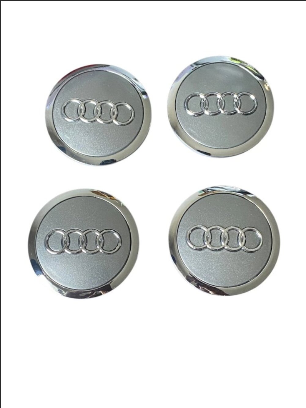 4pcs 69MM Gray Chrome Wheel Rim Center Hub Caps For Audi